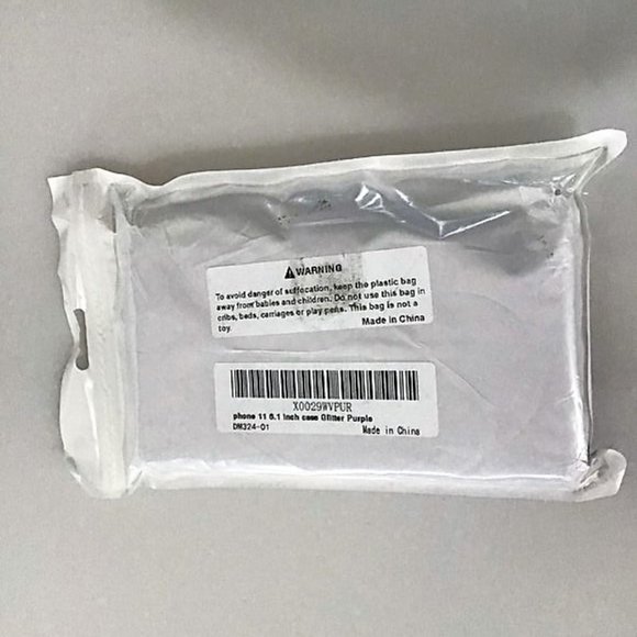 PHONE 11 6.1" GILTTER PURPLE FLIP WALLET WRIST STRAP CARD HOLDER - Picture 16 of 16